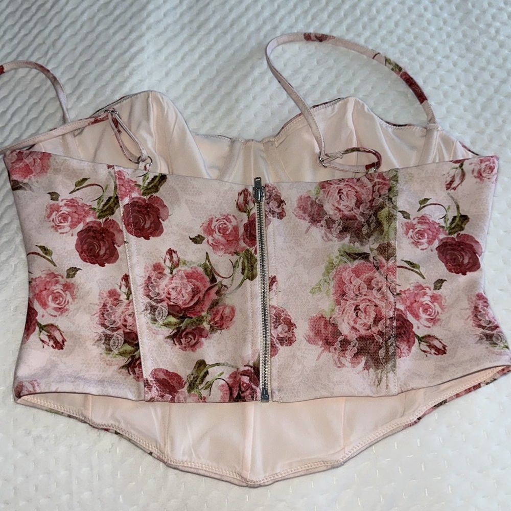 White Fox Boutique Pink Floral Bustier Tank Top - Picture 6 of 7